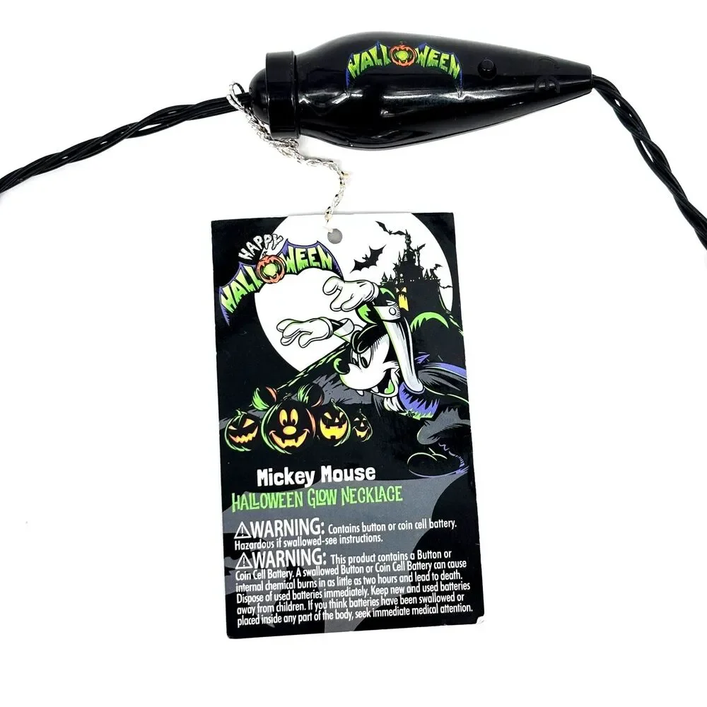 Disney Parks Light-Up Glow Necklace 2020 Halloween Mickey Pumpkins & Candy NWT